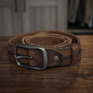BS INTERNATIONAL NA123 – Ceinture homme en cuir de vachette style vintage avec boucle carrée en acier, formelle, imperméable, écologique, robuste et légère 3D - Product Image 1