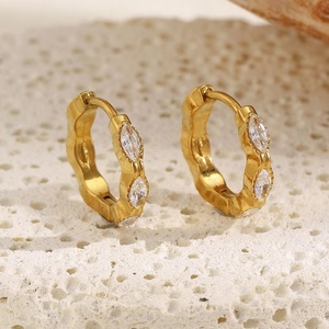 Pendientes de Piedra Natural con Diseño Geométrico Mini Ojo de Caballo, Estilo Europeo Americano de Alta Gama, Chapado en Acero Inoxidable 18K, Moda de Lujo Ligero - Product Image 2