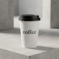 Gobelets en papier à double paroi personnalisés de calibre 90, 8oz, 10oz, 12oz, 16oz, 20oz, avec couvercle, impression de logo, gobelets jetables pour emballage de café chaud