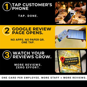 Carte de commentaires Google personnalisée avec logo imprimé en PVC, code NFC et QR, pour entreprises, avec évaluation 5 étoiles, fonction Tap Phone To Rate - Product Image 3