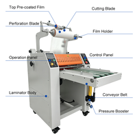 Machine à plastifier hydraulique CG8450, plastification double face avec dispositif de déchirement automatique et de rembobinage