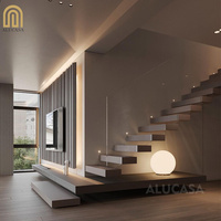Alucasa Escaliers droits Escalier en verre en bois Design moderne Maison pour escalier intérieur flottant en acier