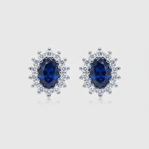 18K Or Blanc Saphir Diamant Boucles D'oreilles Style Ethnique Mariage Fiançailles Anniversaire Fête Cadeau pour Femmes Élégantes - Product Image 2