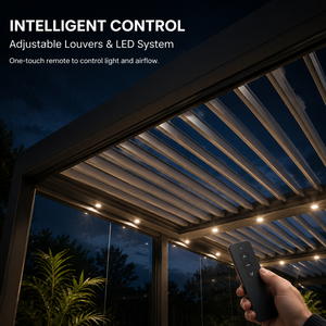 Gazebo Outdoor Patio Bioklimatische Lamellen-Aluminium-Pergola mit Steuerung <span class=keywords><strong>Toja</strong></span> Grid Motores Para Pergola - Product Image 5