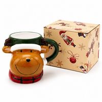 Tasses à café en céramique 3D de Noël, tasses à thé originales peintes à la main, ensemble de tasses cadeaux de Noël pour la famille