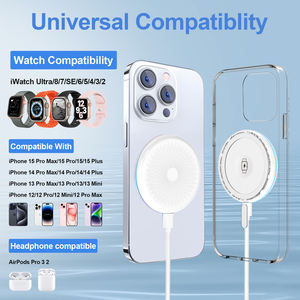 Tampone di ricarica Wireless con luci ambientali colorate 3-in-1 di ricarica rapida magnetica per <span class=keywords><strong>Apple</strong></span> per auricolari <span class=keywords><strong>iPhone</strong></span> orologio funzione Pd OTP - Product Image 5