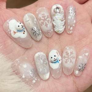 <span class=keywords><strong>Uñas</strong></span> Postizas Rojas Navideñas Estilo Francés Hechas a Mano, Nuevo Diseño, <span class=keywords><strong>Uñas</strong></span> Artificiales Personalizadas para Salón de <span class=keywords><strong>Uñas</strong></span>, Uso al por Mayor - Product Image 5