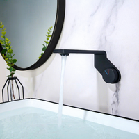 Robinet de salle de bain mural encastré monotrou en laiton thermostatique doré moderne, design créatif pour salle de bain