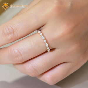 แหวนแต่งงานผู้หญิง Goldleafgem ทอง 14K ประดับเพชรธรรมชาติทรงมาร์คีส์ครึ่งวง 1-2 กะรัต สีขาว D - Product Image 4