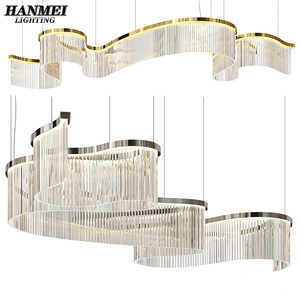 Modern Luxury Long Stainless Steel LED Pendant Chandeliers Villas Living Dining Rooms Private Clubs Hotels Lobbies HM-Pendant La - Product Image 1
