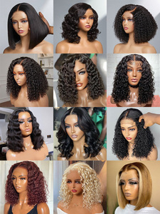 High Density Afro Kinky Curly Wig With Bangs Non Lace Natural Color Virgin Human Hair Wigs Wholesale Cheap Short Bob Wigs