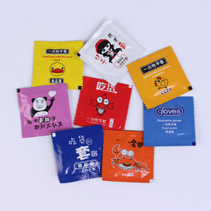 Gants jetables emballés individuellement, motifs colorés, qualité alimentaire, pour la restauration et les pique-niques - Product Image 1