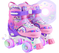 Patins à roulettes à roues PU à rebond élevé 82A, roulements ABEC-7, respirants, lumineux, pour enfants, taille réglable, haute qualité, quad