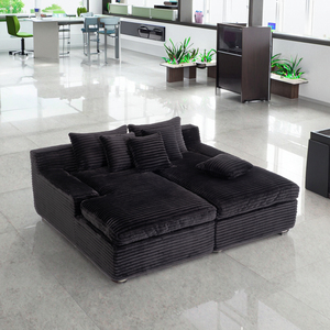 Double Single Side Arm Compression Recliner Sofa Black Square <b>Convertible</b> Set for Apartment Use - Product Image 1