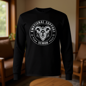 T-shirt à manches longues Emotional Support Demon, noir, taille adulte unisexe - Product Image 3