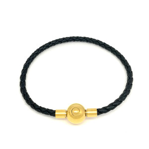 Leather Rope <b>Bracelets</b> Stainless Steel Snap Buckles 3D Gold Plated Unisex Gift Jewelry - Product Image 5