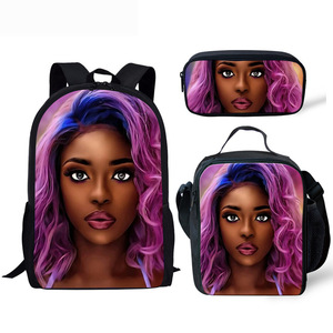 Dropship Black Girl Magic African American School Bags for Girls zaino con Lunch Box e astuccio 3 pz/set borse da scuola - Product Image 1