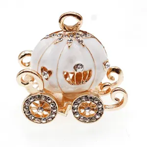 Wholesale Customized Halloween Pumpkin car / carriage rhinestone pendant Halloween charm for necklace