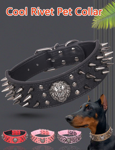 Collar de perro con tachuelas con remaches, collares de cuero PU para perros, duraderos, ajustables para mascotas medianas y grandes, <span class=keywords><strong>Pitbull</strong></span> <span class=keywords><strong>Bully</strong></span> Dog - Product Image 6