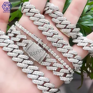 Rarität Moissan ite Schmuck Herren Ketten Halskette Silber 6mm kubanische Kette 925 Sterling Silber Armband für Hip Hop Man