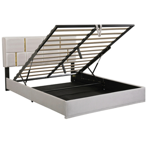 Modern 2-Piece Queen Size Wood Bedroom Set Upholstered <b>Platform</b> <b>Bed</b> Hydraulic <b>Storage</b> System <b>Storage</b> Ottoman Metal Legs - Product Image 4
