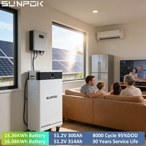 Sunpok Energy Garantie 10 Ans Onduleur 10 kW 15 kWh Pack de Batteries LiFePO4 51,2 V 300 Ah Batteries Solaires LiFePO4 48 V - Product Image 1