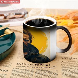 Tasse magique 11oz en céramique noire givrée sensible à la chaleur, cadeau d'anniversaire pour couple - Product Image 5