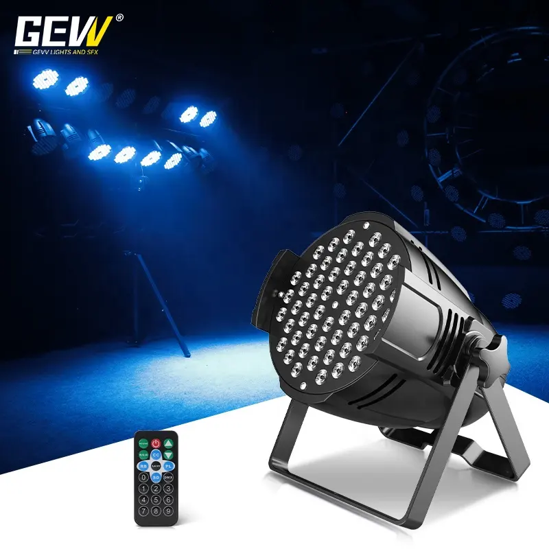 GEVV Professional Stage Equipment RGB 54*3W RGB 3in1 LED Par Can Light DJ Disco Party Ang Wedding Party