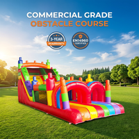 Parcours d'obstacles gonflable géant coloré en blocs de construction, toboggan commercial de qualité professionnelle EN14960, structure de saut professionnelle