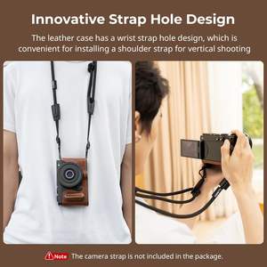 Étui demi-cuir pour appareil photo <span class=keywords><strong>LUMIX</strong></span> S9, style vintage, cadre en aluminium, poignée en bois, trou fileté 1/4-20 - Product Image 6