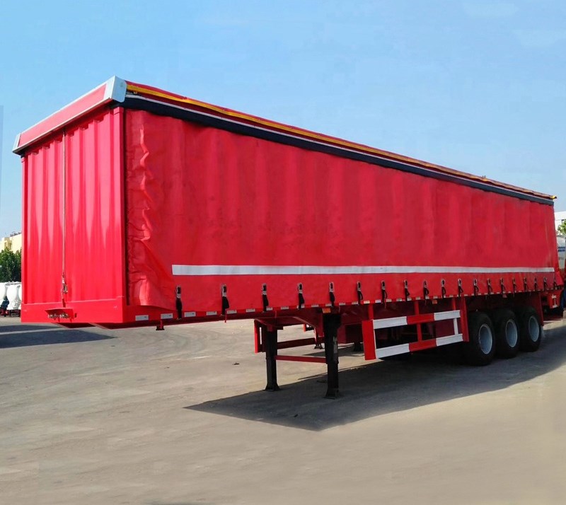 中国tsd工厂价格便宜高品质侧帘集装箱封闭式厢式货车半挂车出售