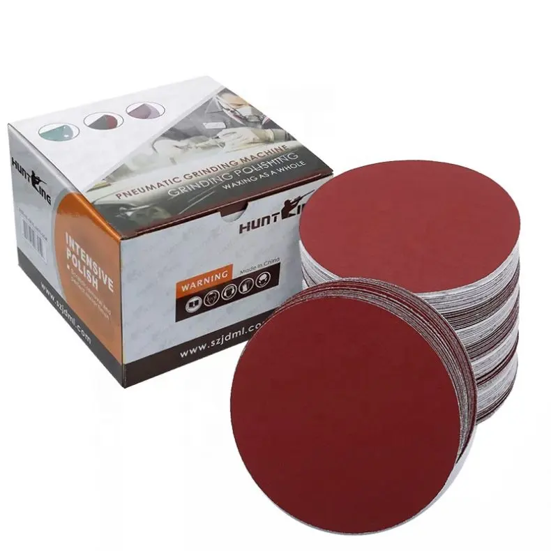 Aluminum Oxide Red Abrasive Sand Disc with Hook & Loop 4'' 4.5'' 5'' 6'' 7'' 9'' 16'' for Wood Metal Plastic Sanding Polishing