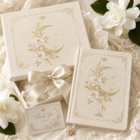 Carnet de notes LABON de luxe en cuir PU crème Gardenia Moon Journal, avec feuille d'or céleste, carreaux pointillés, personnalisable, vente en gros