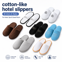 Chaussons d'hôtel jetables en tissu doux comme du coton, à bout fermé, pour les commodités des chambres d'hôtel et les spas
