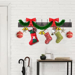Porte-manteau mural avec 10 crochets décoratifs, 34'' de long, couleur <span class=keywords><strong>bois</strong></span> vieilli, tringle rustique pour entrée - Product Image 6