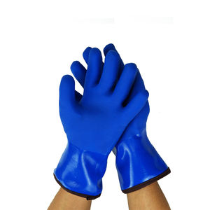 Yüksek maliyetli düşük fiyat pamuk kaplı kesim dayanıklı güvenlik koruma mavi Pvc eldiven - Product Image 4