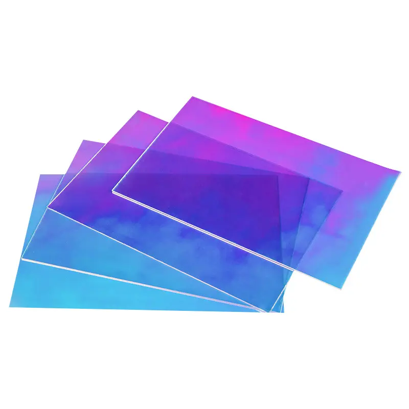 Folha de acrílico colorido, folha de acrílico gradiente, placa descolorida, painel iridescente, refletor de acrílico, placa de painel