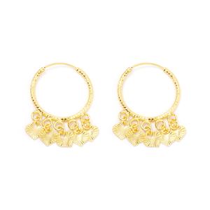 JXX New Luxury 24K Gold Hoop <b>Earrings</b> Four Beaded Hanging Heart-shaped Accessories <b>Earrings</b> for Women Wedding Banquet Jewelry - Product Image 3