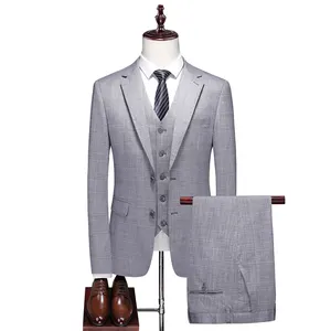 Classic Light Gray Striped Men Suit Formal Business Suit For Men 2024