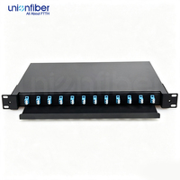 OEM ODM Panneau de brassage fibre optique 1U 19 pouces 24 ports, tiroir coulissant pour rail DIN, boîtier de brassage fibre optique LC pour montage en rack ODF pour FTTX