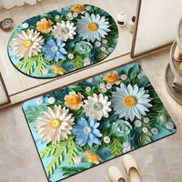 Tapis de porte réversible personnalisable en mousse souple à séchage rapide, motif floral 3D, antidérapant, respectueux des animaux, écologique, antimicrobien, en diatomite