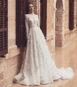 Eslieb 2023 Wedding plus size dress Bridal Classical simple design beaded champagne Dresses fustan nuserie Gelinlik