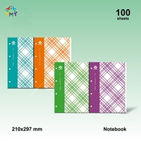 Carnet à spirales personnalisable, cahiers scolaires avec motif à carreaux