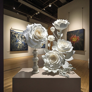 Hoa hồng trắng giấy nhân tạo khổng lồ, không thấm nước và trang nhã, kiểu cổ điển, dùng trang trí lễ hội, đám cưới, tiệc tùng, sắp đặt bàn - Product Image 3