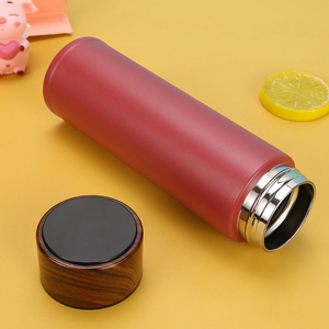 Novedad, regalo, botella de agua aislada al vacío de acero inoxidable, termo, diseño de madera, pantalla de Control de temperatura, taza de viaje inteligente - Product Image 1