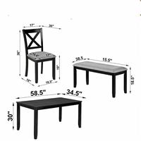 Offre Spéciale : Ensemble de Salle à Manger Rustique en Bois Rectangulaire (6 Pièces) avec 4 Chaises Rembourrées à Dossier Croisé et un Banc