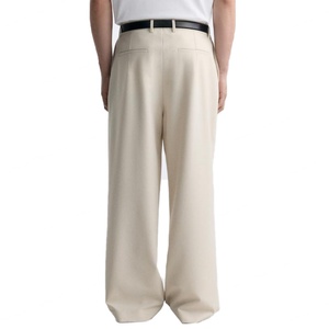Pantalons pour hommes plissés beiges classiques, confortables et décontractés, de haute qualité, en gros - Product Image 2