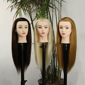 Alta calidad al por mayor salón practicando 100% pelo Natural maniquí femenino cabeza de muñeca estilismo cabeza de entrenamiento - Product Image 6