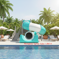 Toboggan aquatique en tube spiralé en fibre de verre, hauteur 1,8 m, pour aire aquatique et piscine, utilisation extérieure et intérieure, certifié sécurité domestique