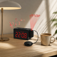 Réveil intelligent de table avec projection géométrique unique, affichage numérique et analogique, fonction de vibration, radio FM et concentrateur électronique de précision pour suite principale